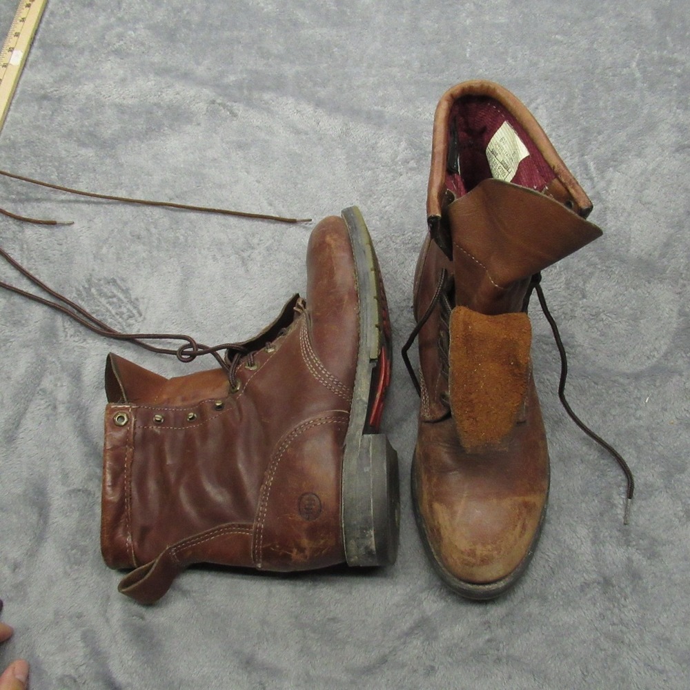 Double H Boots Mens 8.5D Brown Leather Work Kiltie Safety Steel Toe RARE VTG